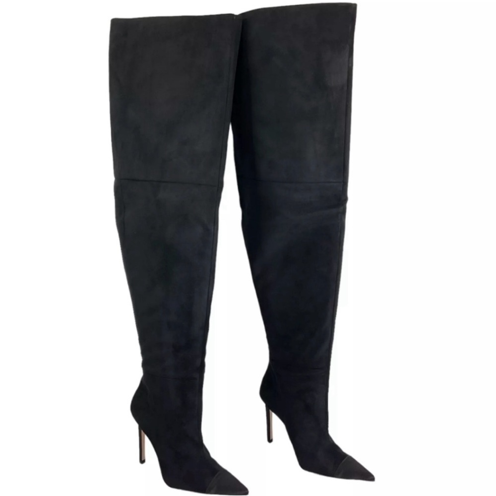Good American Thigh High Slouch Faux Suede Women’s Black Boots Size 5.5